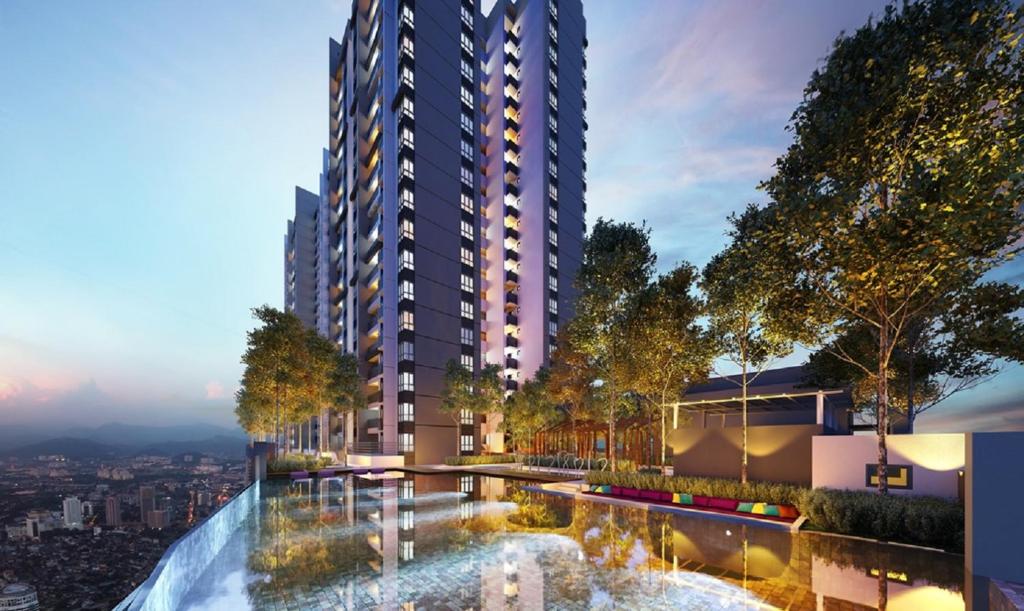 a rendering of a building with a water fountain at DREAM HOME @ Emira Residence, Section 13 Shah Alam in Shah Alam