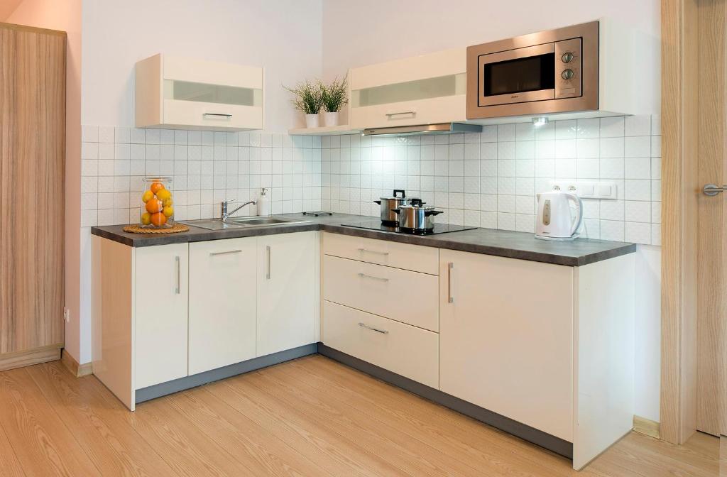 Kuchyň nebo kuchyňský kout v ubytování Malina Apartamenty