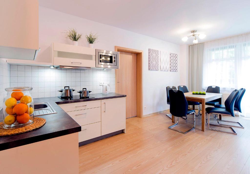 Kuchyň nebo kuchyňský kout v ubytování Malina Apartamenty