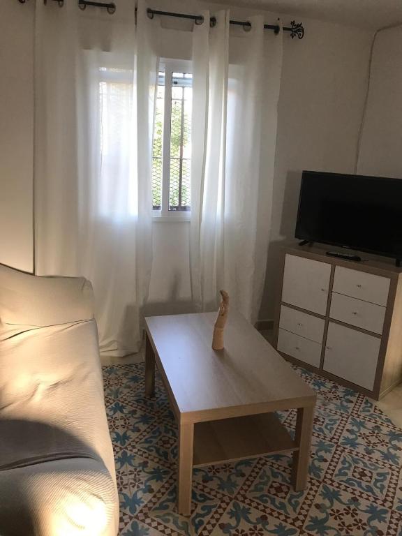 Televízia a/alebo spoločenská miestnosť v ubytovaní Casa Rural Finca Los Esterones