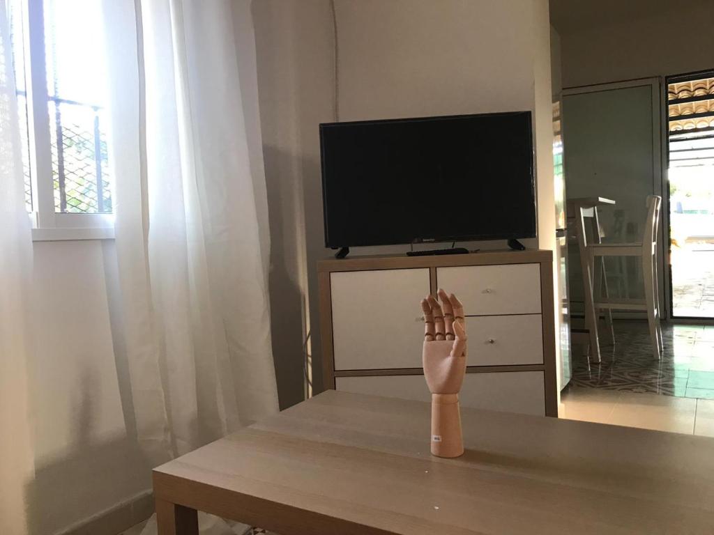 Televízia a/alebo spoločenská miestnosť v ubytovaní Casa Rural Finca Los Esterones