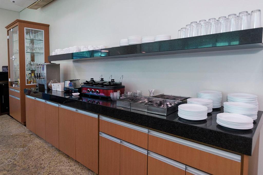 Kuchyň nebo kuchyňský kout v ubytování Hotel Domani