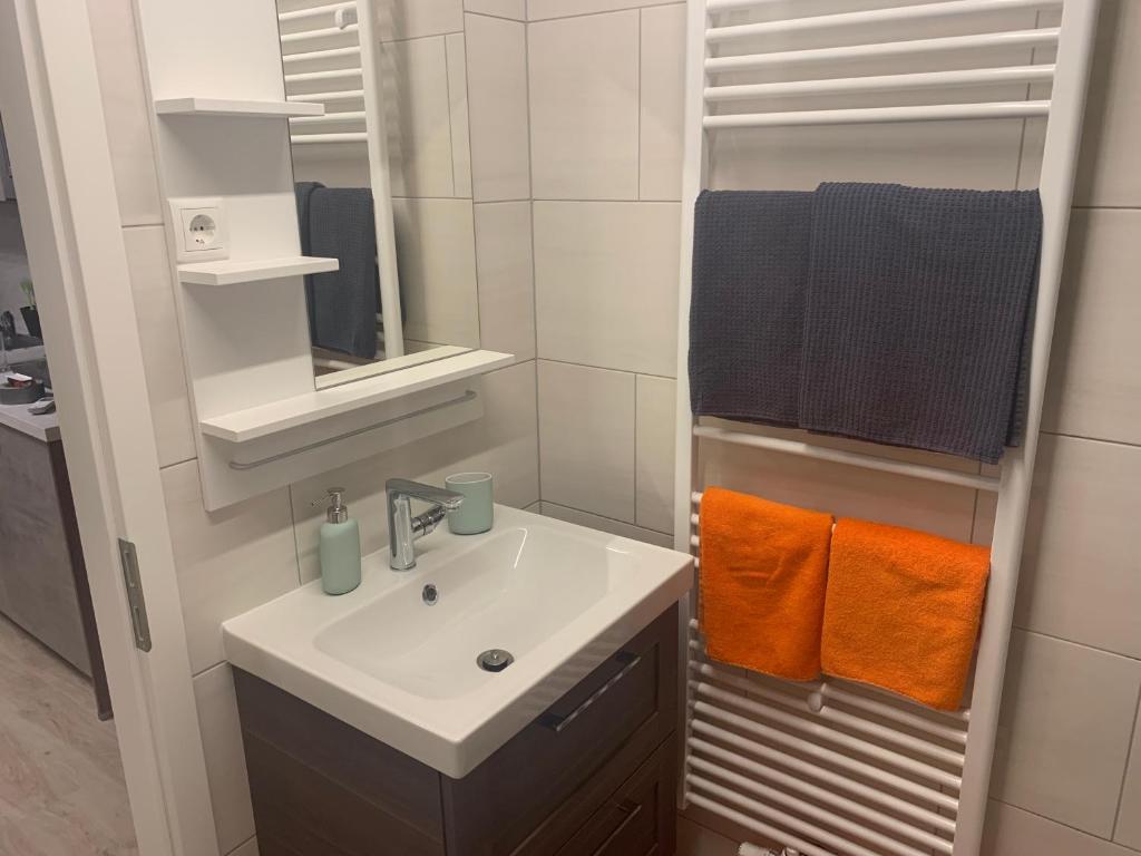 A bathroom at Ferienwohnungen zum Briefmarkenhaus