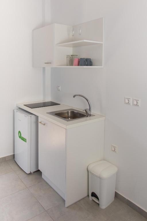 Kuchyň nebo kuchyňský kout v ubytování Meltemi Studios