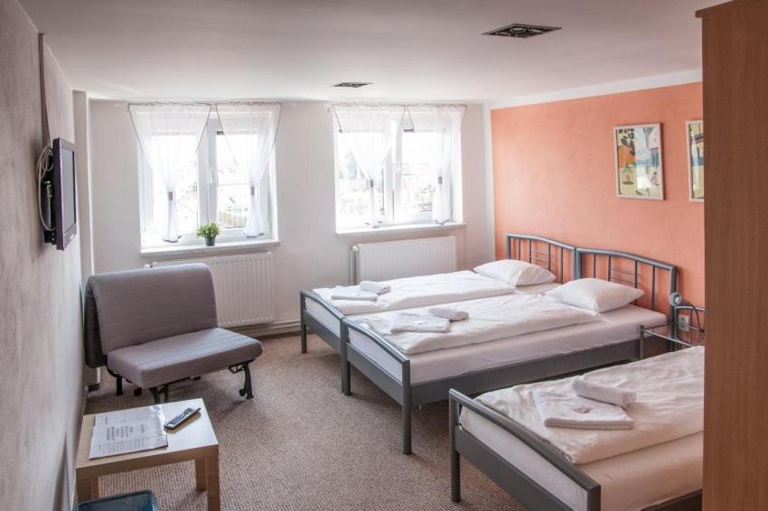 Postel nebo postele na pokoji v ubytování Penzion SLANINA