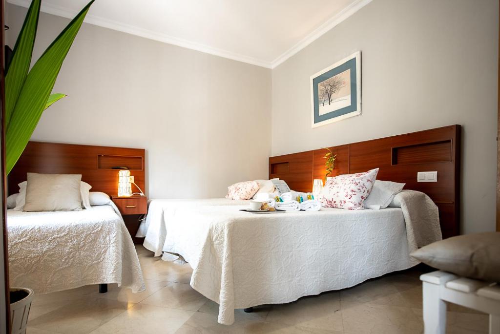 Postel nebo postele na pokoji v ubytování Hostal La Muralla