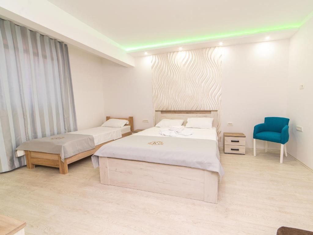 Double bed with sofa and desk