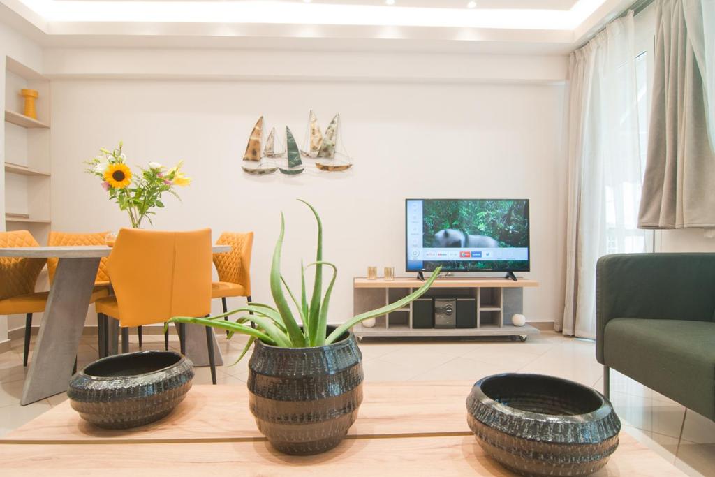 Televízia a/alebo spoločenská miestnosť v ubytovaní Home pleasure project