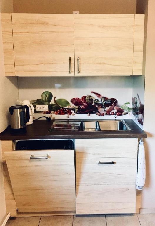 Kuchyň nebo kuchyňský kout v ubytování Ferienwohnung zum Nationalpark