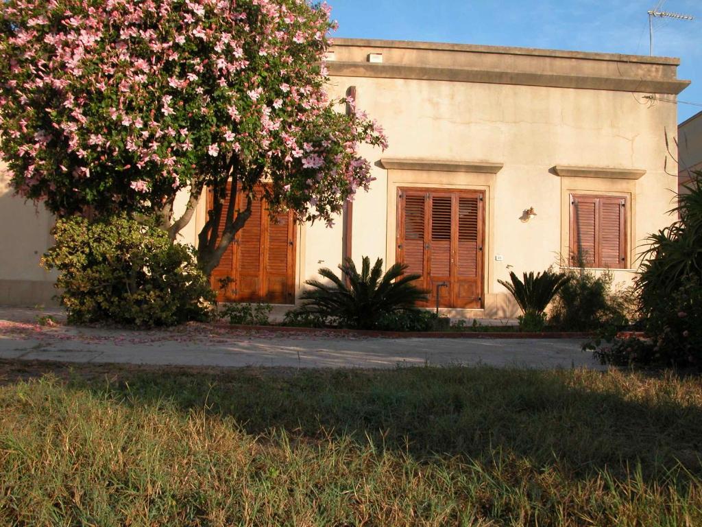 una casa con un albero da fiore di fronte di Casa Ale a Marsala