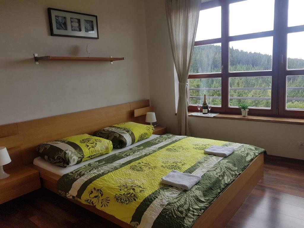 Postel nebo postele na pokoji v ubytování Vysokohorský apartmán Cihlářka