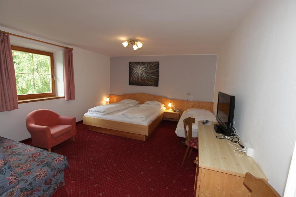 Televízia a/alebo spoločenská miestnosť v ubytovaní Hotel Goldener Adler