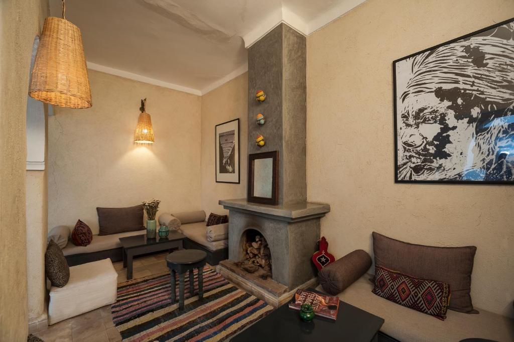 Posezení v ubytování Riad la Cle de la Medina, location en exclusivite