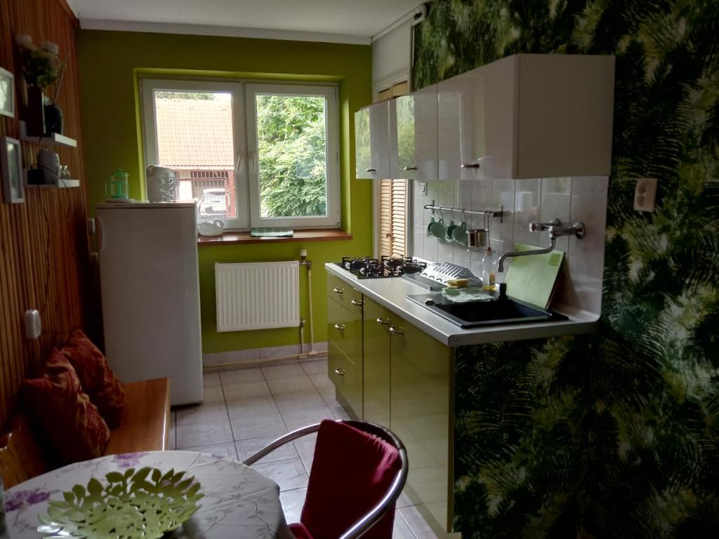 Kuchyň nebo kuchyňský kout v ubytování Uroczy Domek Z Ogrodem I Tarasem