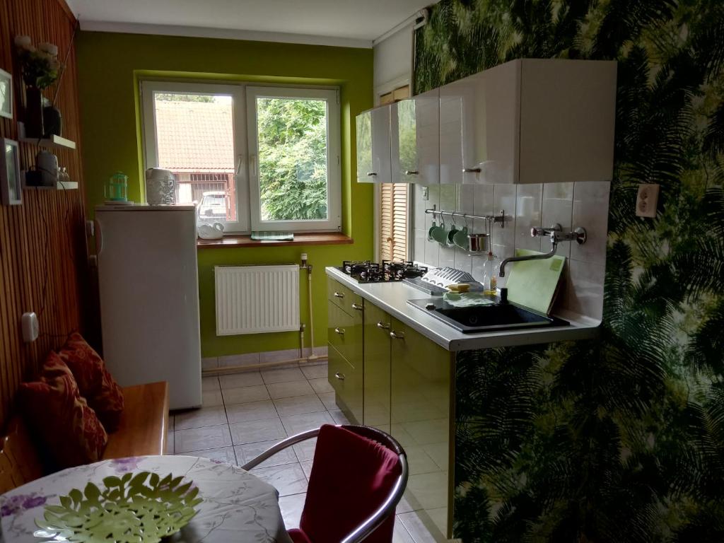 Kuchyň nebo kuchyňský kout v ubytování Uroczy Domek Z Ogrodem I Tarasem