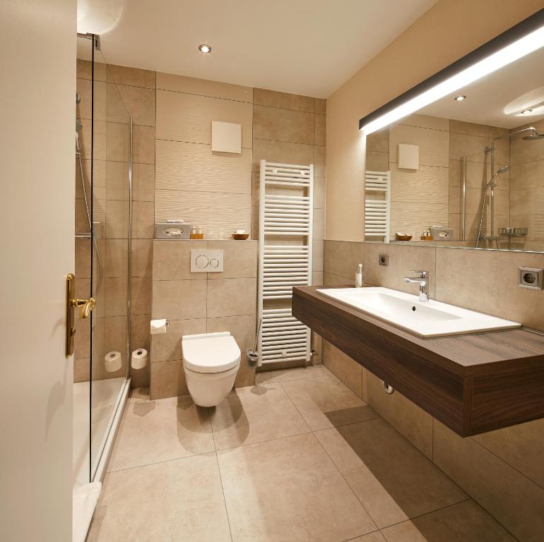 Koupelna v ubytování NaturKulturHotel Stumpf