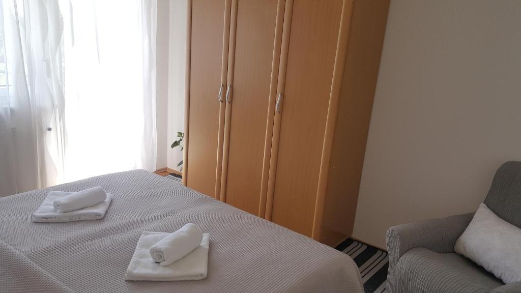 Postel nebo postele na pokoji v ubytování Apartma Sebastjan Dobova near Terme Paradiso