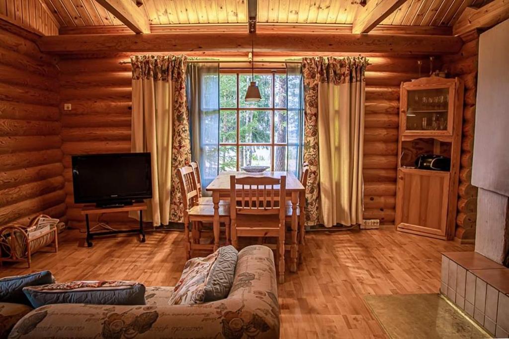 Телевизор и/или развлекательный центр в Villa Omena at MESSILA ski & camping