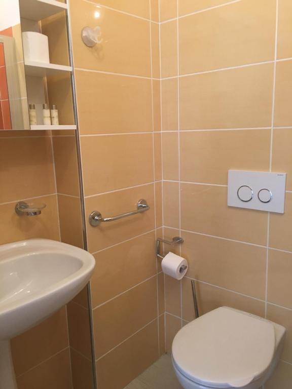 Koupelna v ubytování Hotel Alb's