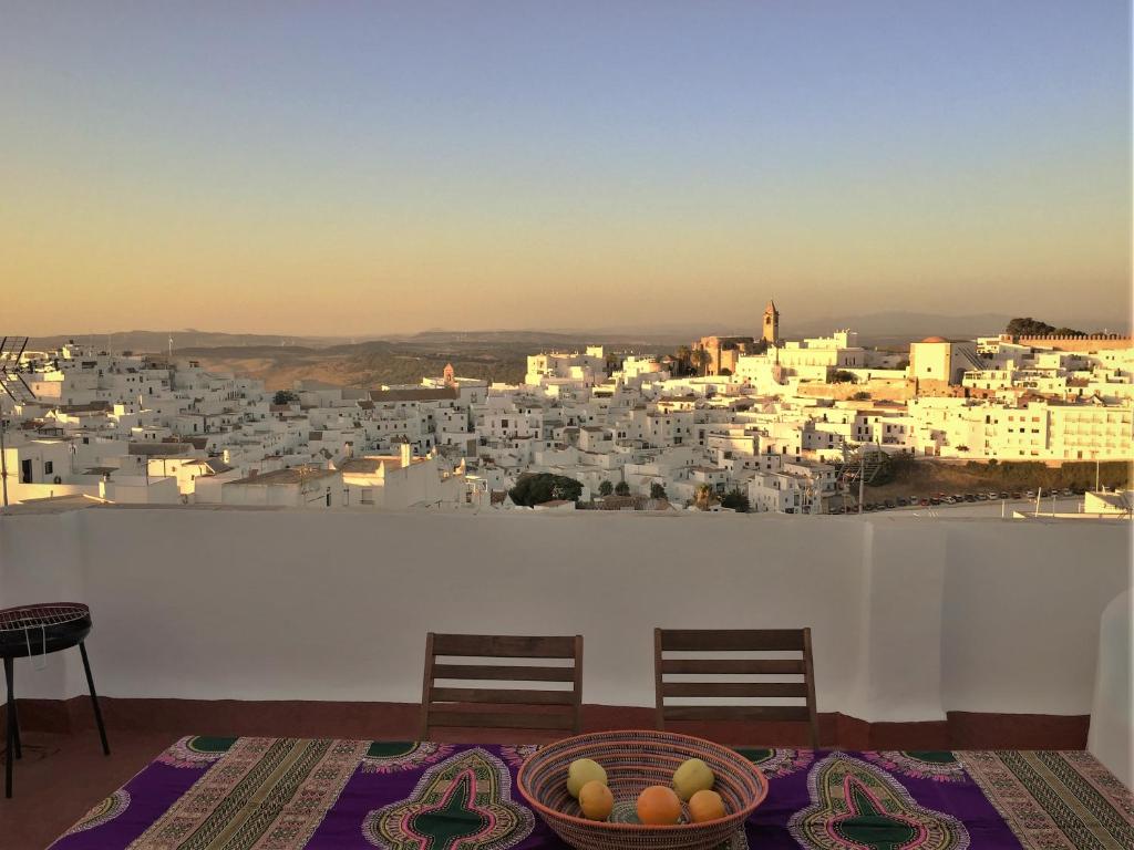 Výhľad na mesto Vejer de la Frontera alebo výhľad na mesto priamo z apartmánu