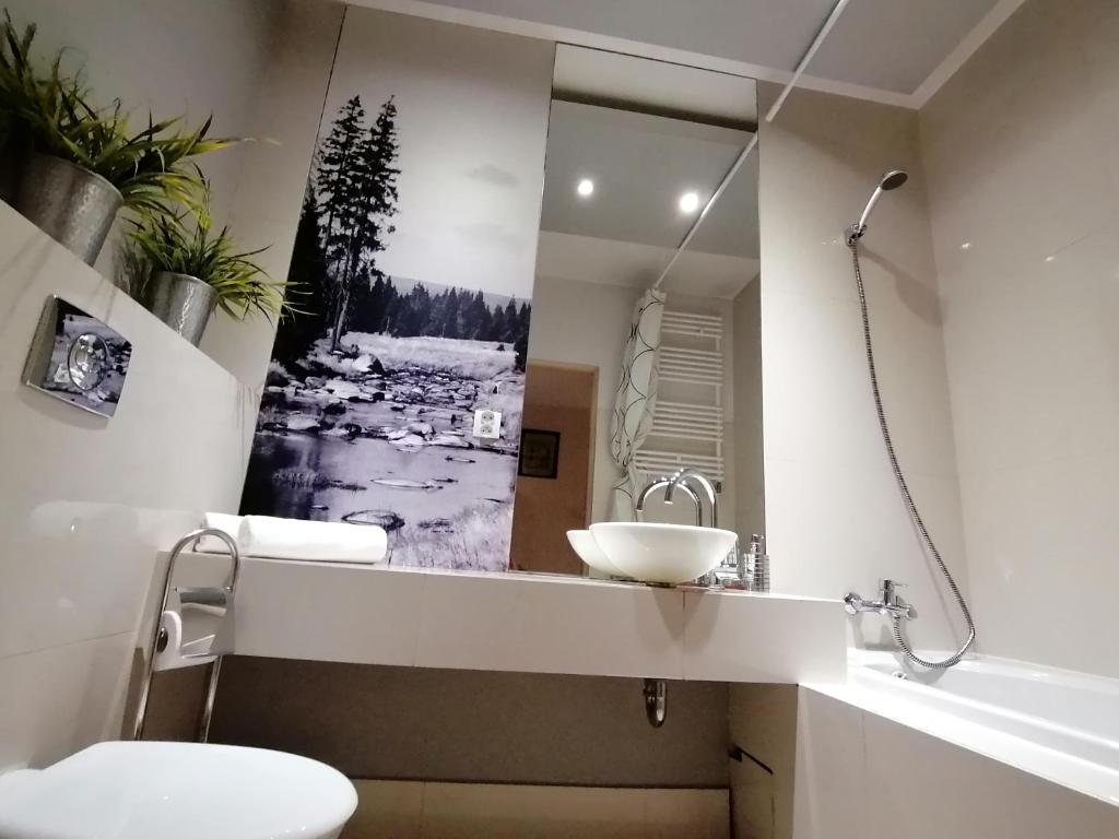 Koupelna v ubytování Quiet Apartments Kościelna