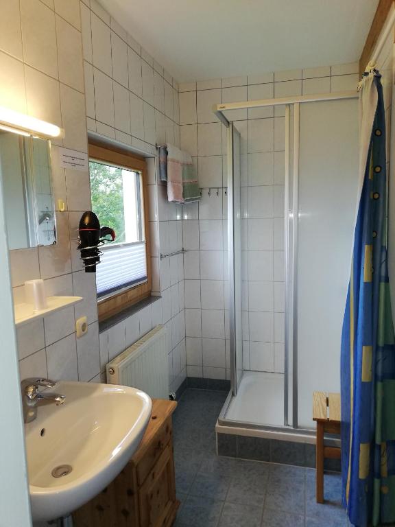 Koupelna v ubytování Oberstockinghof