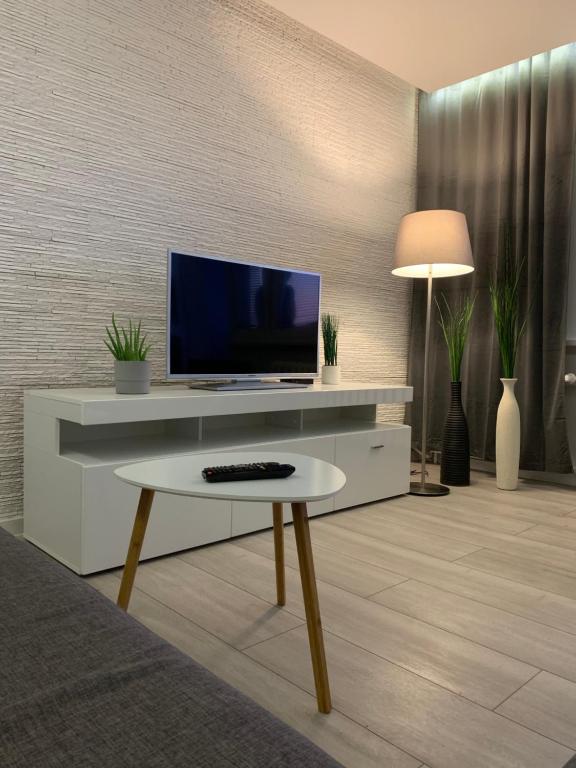 TV a/nebo společenská místnost v ubytování Apartament Żelazna 11