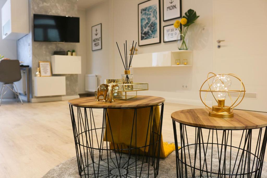 Kuchyň nebo kuchyňský kout v ubytování Ferienwohnung Domizil am Delft Emden
