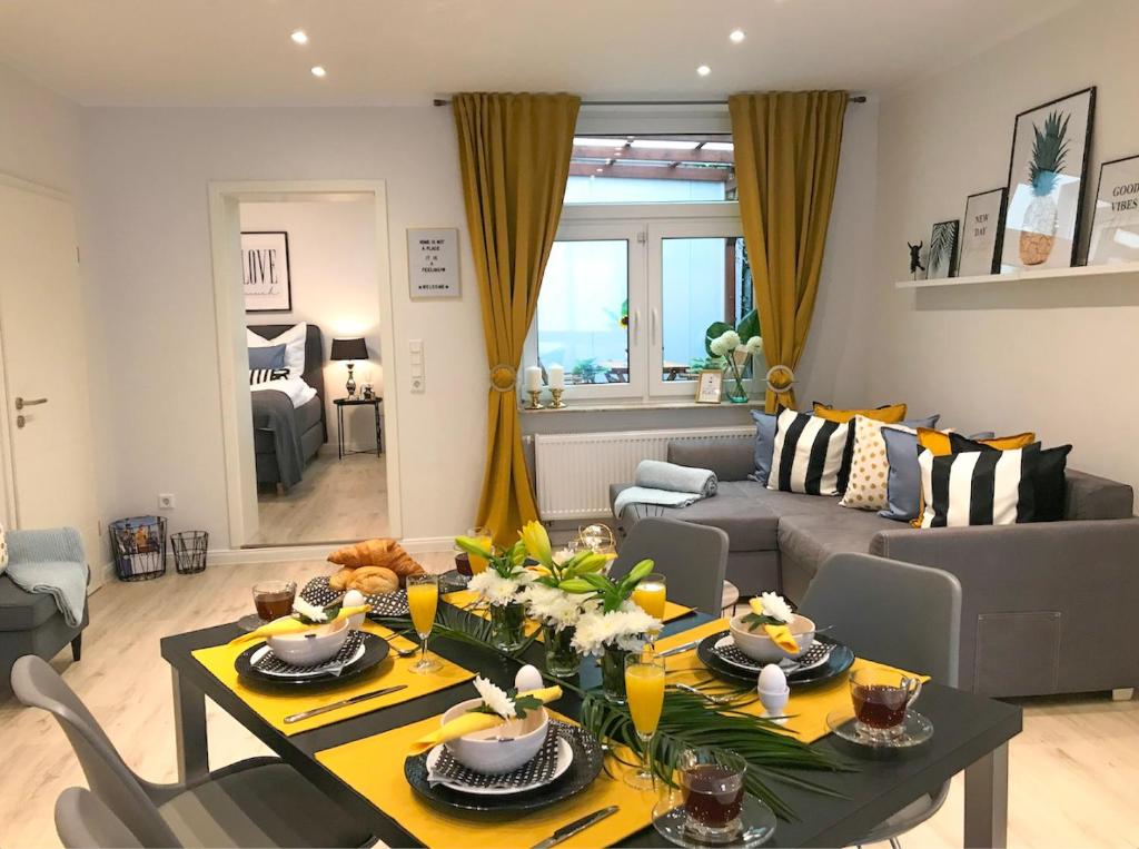 Posezení v ubytování Ferienwohnung Domizil am Delft Emden