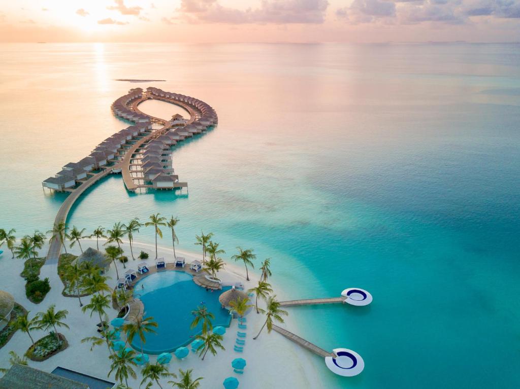 an aerial view of a roller coaster in the ocean at Kandima Maldives in Kudahuvadhoo