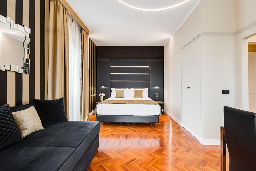 Łóżko lub łóżka w pokoju w obiekcie Frattina High-end apt