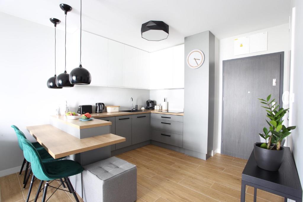 Kuchyňa alebo kuchynka v ubytovaní Apartament Gardenia Sea&Sun DZIWNÓW PRZY PLAŻY