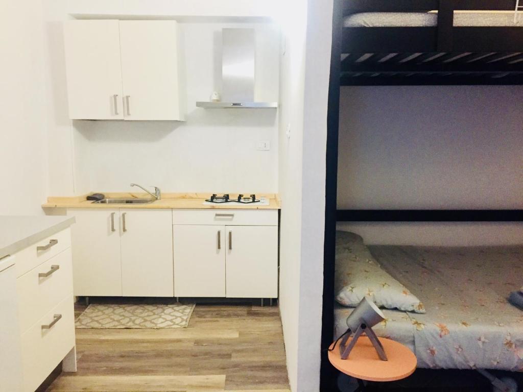 Kuchyň nebo kuchyňský kout v ubytování Portici di via Piella (monolocale)