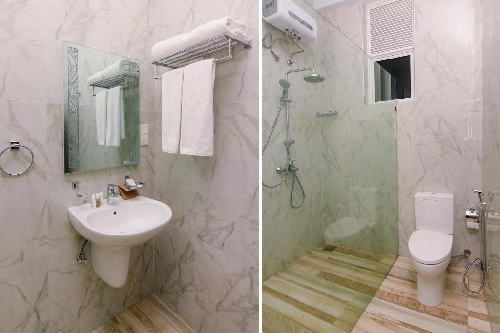Koupelna v ubytování Sobaya Hotel