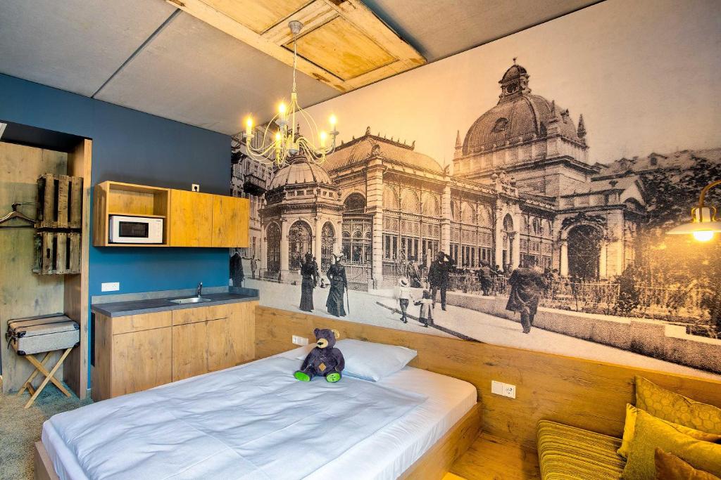 Kuchyň nebo kuchyňský kout v ubytování tinyTwice Hotel Wiesbaden