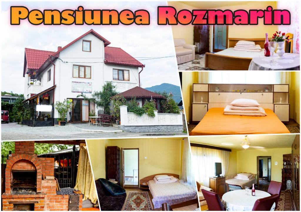 a collage of four pictures of a house at Pensiunea Rozmarin in Sângeorz-Băi