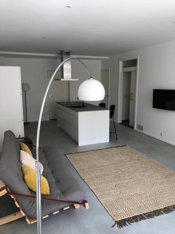 Huize Hoge Fronten في ماستريخت: غرفة معيشة مع أريكة ومصباح