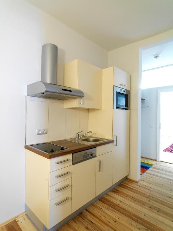 Kuchyň nebo kuchyňský kout v ubytování Ferienappartements Oberstbergmeisteramt
