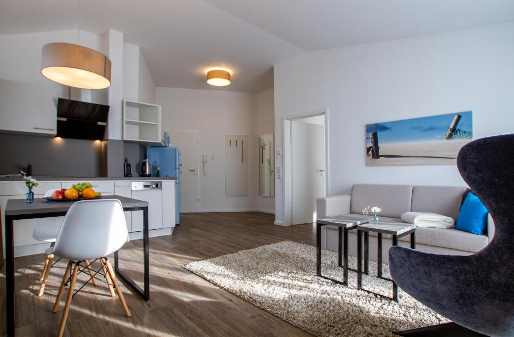 Kuchyň nebo kuchyňský kout v ubytování Appartements an der Golfanlage