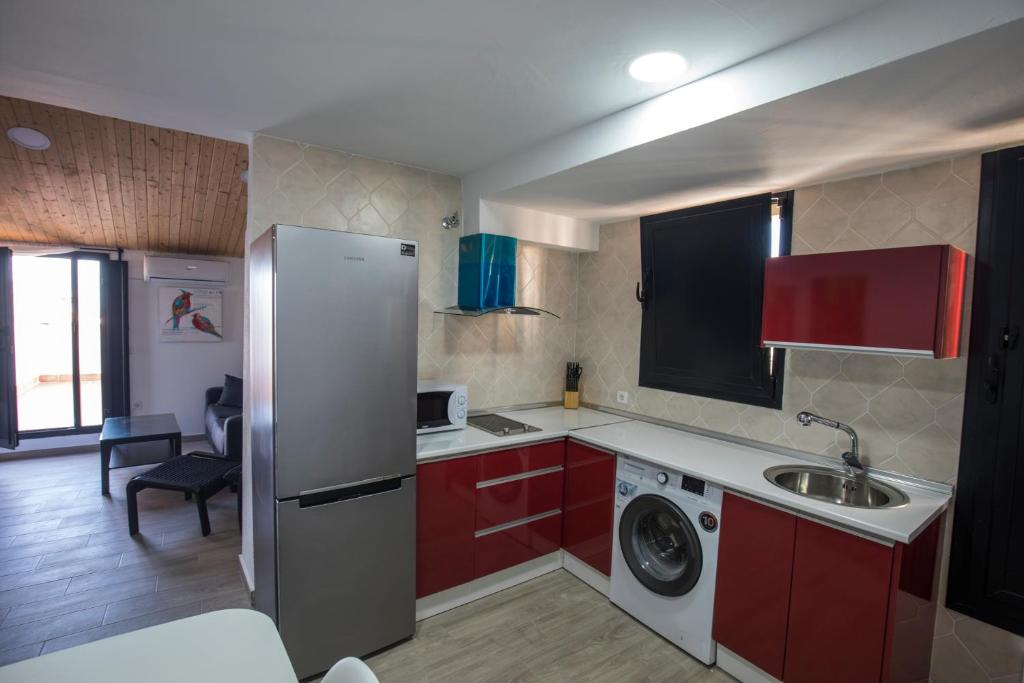 Kuchyň nebo kuchyňský kout v ubytování Apartamentos Cáceres Turístico