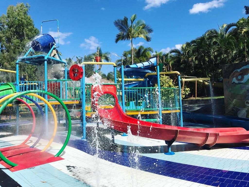 a water park with a colorful water slide at Big4 Port Douglas, Glengarry Holiday Park in Port Douglas