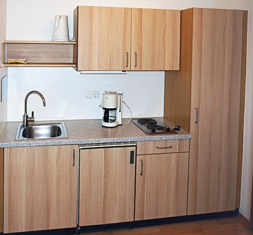 Kuchyň nebo kuchyňský kout v ubytování Hotel Fortuna