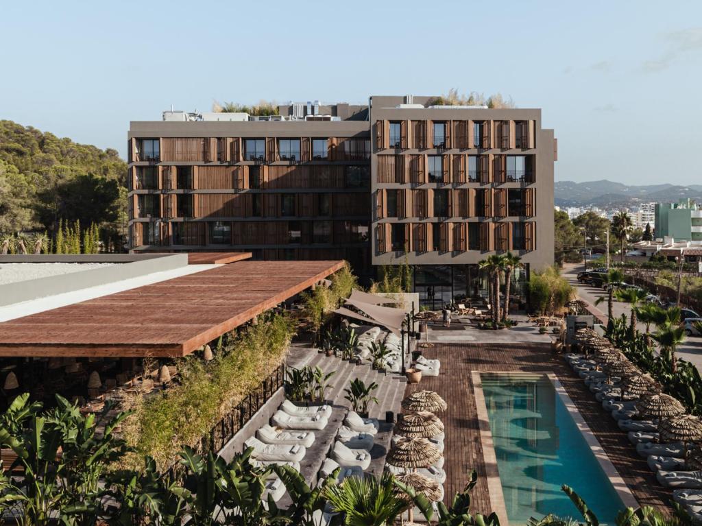 an aerial view of a resort with a swimming pool at OKU Ibiza in San Antonio