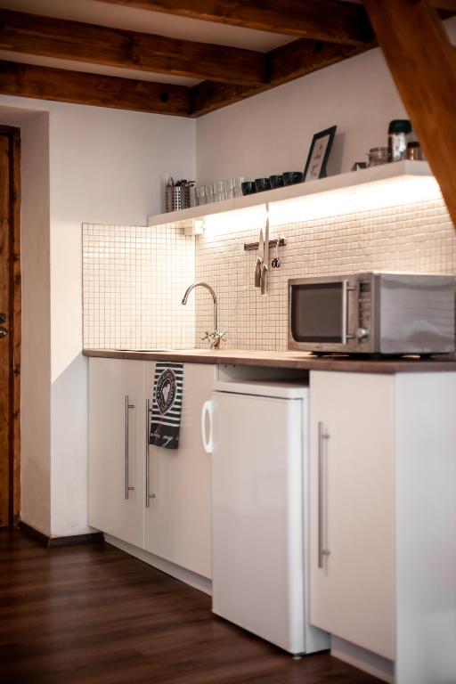 Kuchyň nebo kuchyňský kout v ubytování Wow Wow Apartment