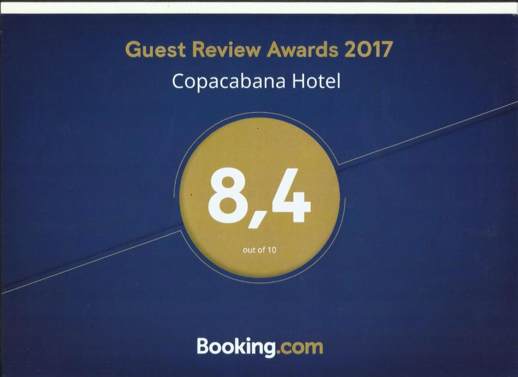 Certifikát, hodnocení, plakát nebo jiný dokument vystavený v ubytování Copacabana Hotel