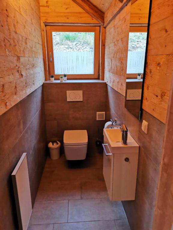 Koupelna v ubytování Berghütte Murmele