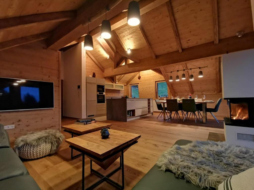 Posezení v ubytování Berghütte Murmele