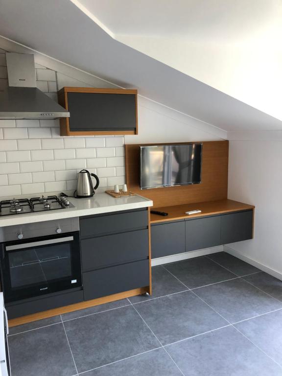 Kuchyň nebo kuchyňský kout v ubytování AdaHan Family Rooms Gocek