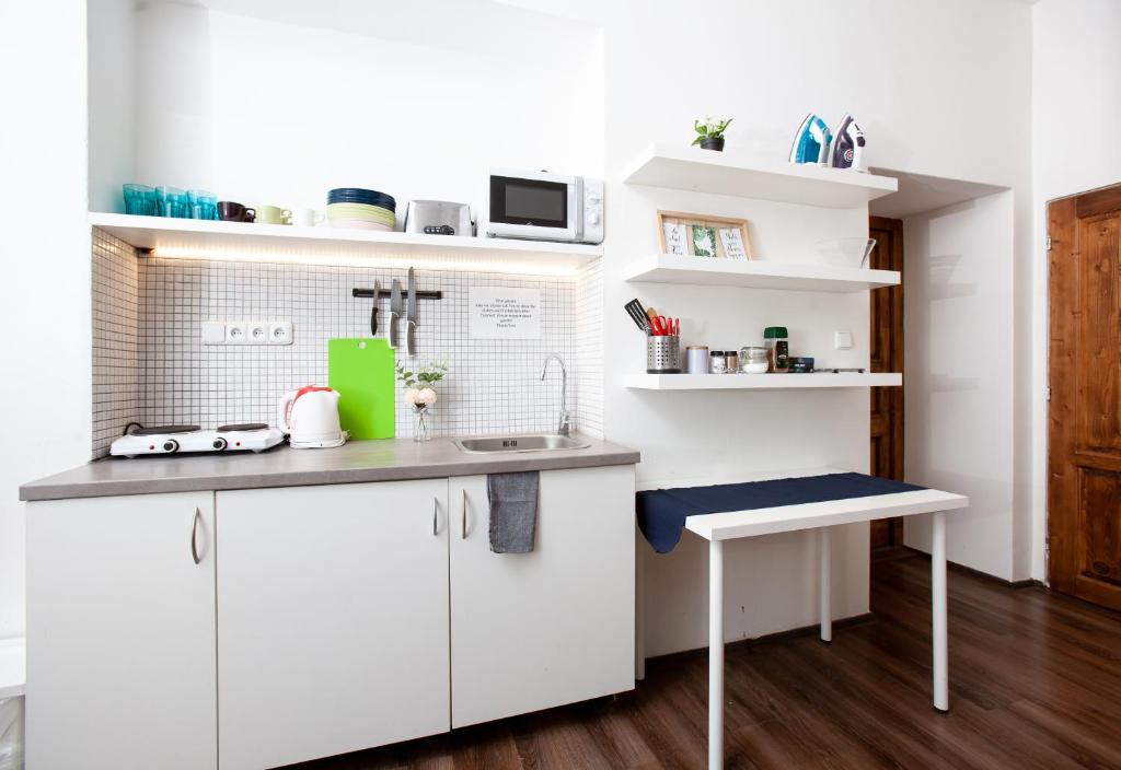 Kuchyň nebo kuchyňský kout v ubytování Wow Wow Apartment