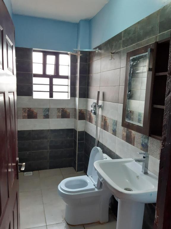 a bathroom with a toilet and a sink at El Sueno Homestay in Naivasha